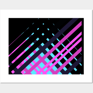 Geometric pop art abstract pink black Posters and Art